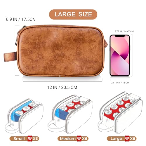 Elviros Toiletry Bag for Men, Large Travel Shaving Dopp Kit Water-resistant Bathroom Toiletries Organizer PU Leather Cosmetic Bags
