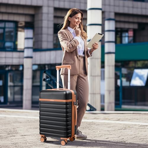 UKEIN PRO Luggage Sets 7 Piece, Durable Hardside ABS Carry on Luggage with Spinner Wheels & YKK Zipper TSA Lock, Large Checked Travel Suitcase With Backpack Set for Men and Women,20/24/28 Inch