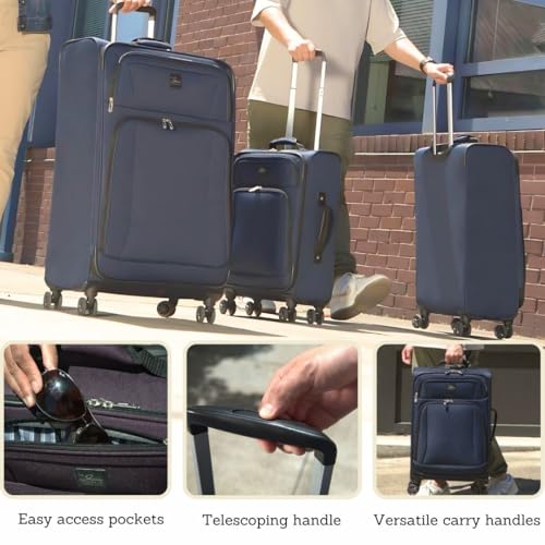 Skyway Epic Softside Large Checked Luggage - Lightweight Suitcase with Wheels | TSA Approved Travel Bag | Spinner Suitcase | Large Luggage Set with Telescoping Handle, 28 inch, Plum