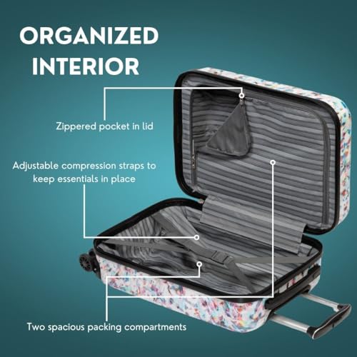 Skyway Epic 2.0 Hardside Lightweight and Durable ABS Shell Luggage, Spacious with Dual Spinning Wheels, Comfort Grip, Men and Women, Carry-on, 20-inch, Confetti