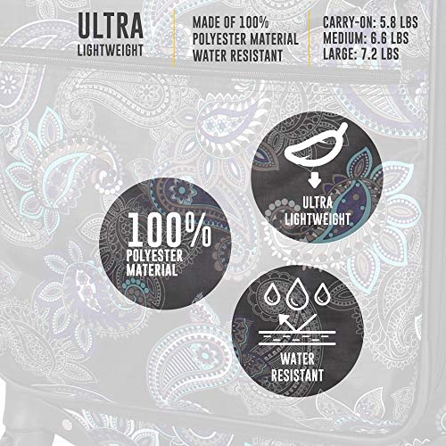 LUCAS Designer Luggage Carry On Collection - Expandable 20 Inch Suitcase - Durable Small Ultra Lightweight Bag with 4-Rolling Spinner Wheels (Diva)