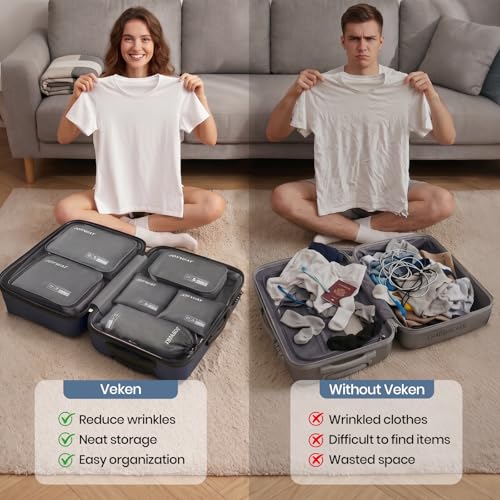 Joyway 6 Set Packing Cubes for Travel, Lightweight Luggage Organizer Bags for Suitcases, Travel Essentials Clothes Storage Bags for Carry On, Backpack, Vacation and Business Trips