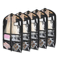 Syeeiex 3" Gusseted Clear Dance Costume Garment Bag(5 Pack), 40'' Dance Garment Bags for Dancers with 4 Zipper Pockets & Can Hold 1-3 Dance Costumes - Suitable for Dance Competitions, Ballet(Black)