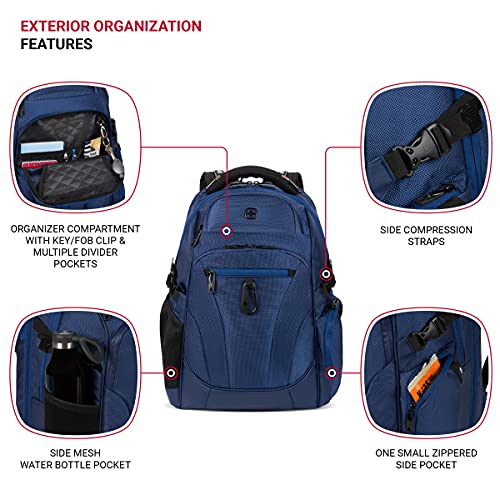 SwissGear Endure ScanSmart Laptop Backpack – TSA Approved Tech Backpack – Fits Most 17" Laptop – Multiple Organizer Pockets – Navy Ballistic