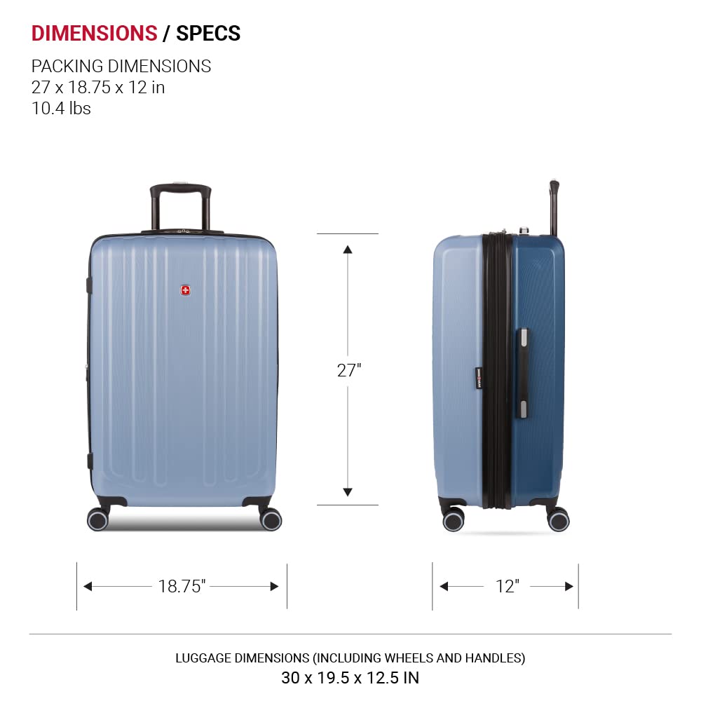 SwissGear Duet Expandable Luggage, Hard Shell Large Luggage with Spinner Wheels