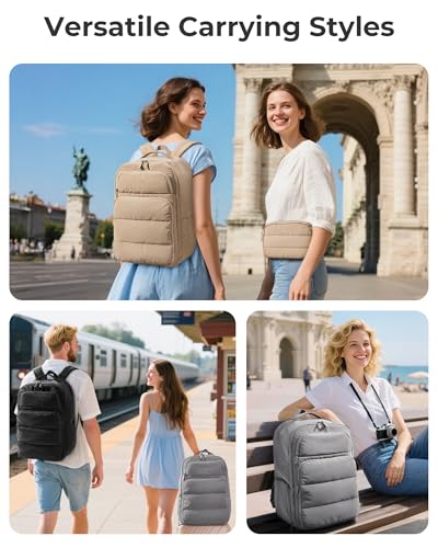 BAGSMART 35L Travel Backpack Women, 17.3 Inch Carry On Backpack Flight Approved, Personal Item Backpack Travel Bag, Water Resistant Casual Daypack, Desert