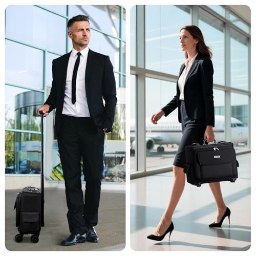 Tonyeee Rolling Laptop Bag 15.6 Inch, Ballistic Nylon Wheeled Briefcase for Men Women, Professional Rolling Work Bag, Underseat Carry On Business Case, 360 Spinner Wheels, Accordion File Office Bag