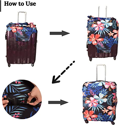 GOXUNYUAN Suitcase Cover, Carry on Luggage Cover Protector - Travel Elastic Spandex Luggage Covers Fits 22 to 24 Inch Flower