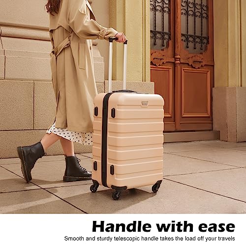 Coolife Luggage 3 Piece Set, Lightweight Durable Hardshell Suitcase set with 360° Spinner Wheels, TSA-approved Lock, Checked Family Travel Luggage sets, 20/24/28 Inch, Red