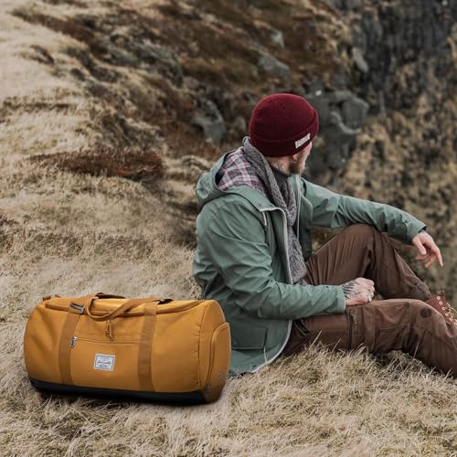 Lyweem Travel Duffle Bag for Men 60L Medium Lightweight Sports Gym Bag Traveling Duffel Backpack for Women Weekender Overnight Bags with Shoes Compartment, Brown