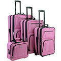 Rockland Fashion Softside Upright Luggage Set, Expandable, Pink, 4-Piece (14/19/24/28)