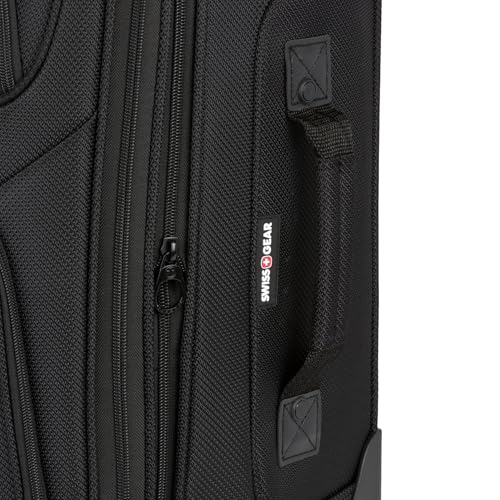 SWISSGEAR Sion Softside Expandable Spinner Luggage Durable Lightweight Travel Suitcase, Black, 2-Piece Set (21/29)