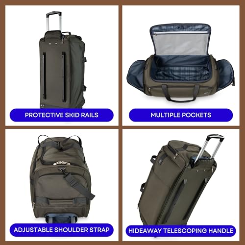 Skyway Luggage Sigma 7.0 Softside Rolling Duffel Bag Extra Large Wheeled Travel Duffle with Telescoping Handle & Side Pockets, Ideal for Long Trips, Men and Women