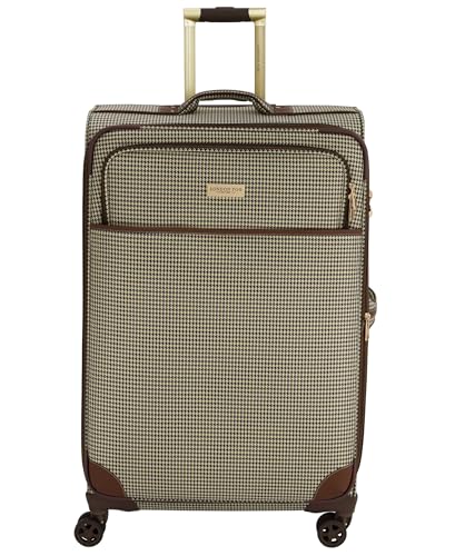 London Fog Cambridge 29" Expandable Spinner Softside Suitcase, Olive Houndstooth