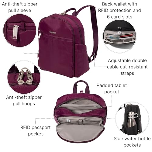 Securtex Anti-Theft Getaway Backpack - 9.4"x13"x5" Travel Safe Bag w/Locking Zippers, Slash-Resistant, RFID