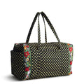 Vera Bradley Women's Premium Cotton Large Original Duffel Bag – Carry On Weekender Travel & Gym Bag – Vibrant Black, 58L