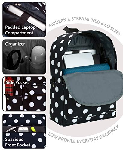 Rockland Classic Laptop Backpack, Black Dot