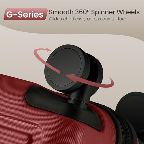 SHOWKOO Luggage Sets 3 Piece Expandable 100% PC Durable Hardshell Suitcase with Wheels TSA Lock Lightweight Wine Red