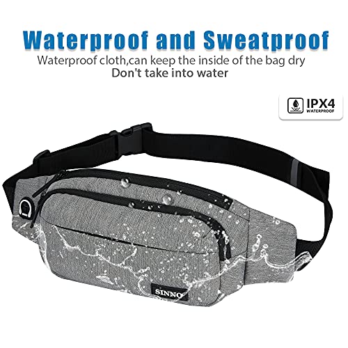 SINNO Large Fanny Pack for Men Women Cross Body Belt Bag with 4-Zipper Pockets Gifts for Running Sport Workout Hiking Travel Fashion Crossbody Waist Packs Phone Bag Purse Carrying All Phones