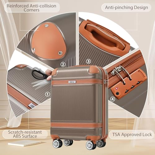 Luggage Set 20 Inch Carry On Luggage Lightweight Suitcase Set with Spinner Wheel TSA Lock