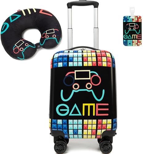 Inprof Kid’s Luggage Set 2 Piece Suitcase Set 16’’ Hardside Luggage with Spinner Wheels Girls Boys Carry on Luggage Travel Rolling Luggage Airline Approved