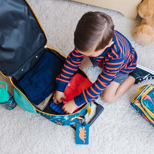 Wildkin Kids 16 Inch Rolling Luggage for Boys & Girls – Lightweight Carry-On Suitcase with Telescoping Handle & Rolling Wheels for School, Travel & Overnight Trips, Ages 3–7 – Jurassic Dinosaurs