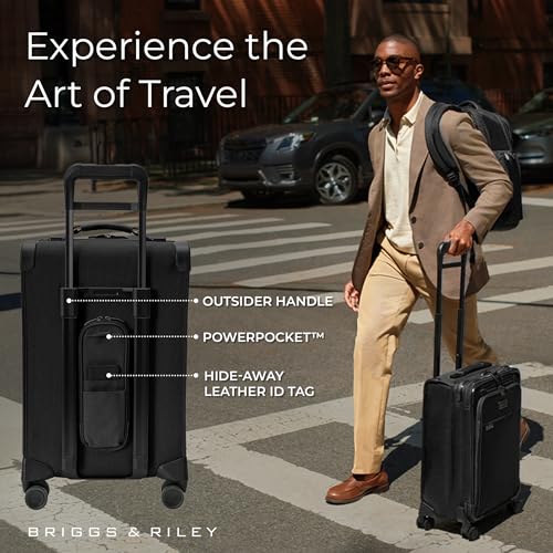 Briggs & Riley Essential 22" Carry On Expandable Spinner & Everyday Essentials Kit - Luggage for Travel, Suitcase with Wheels, Roller for Men & Women, Toiletry Travel Bag - Baseline Collection, Black