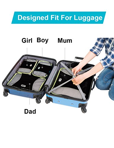 GOX Premium 5-Piece Packing Cubes Set for Travel, Lightweight Durable Luggage Organizer Bags with Double Zipper Mesh Top, 1 Large 2 Medium 2 Small, Nylon, Space-Saving Suitcase Storage (Black)