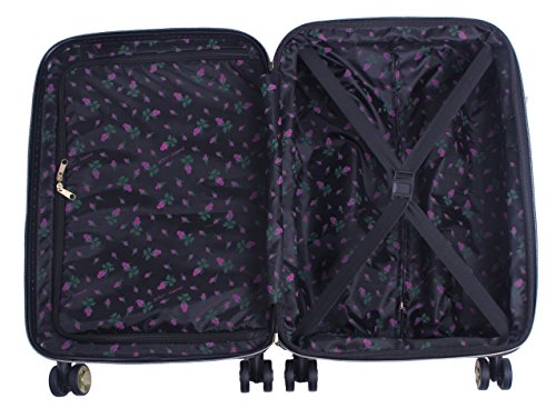 Betsey Johnson 26 Inch Checked Luggage Collection - Expandable Scratch Resistant (ABS + PC) Hardside Suitcase - Designer Lightweight Bag with 8-Rolling Spinner Wheels (Stripe Floral Hummingbird)