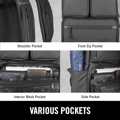 The Kenneth Cole REACTION Ryder 17-Inch Coated Polyester Travel Laptop Backpack Bag, Black