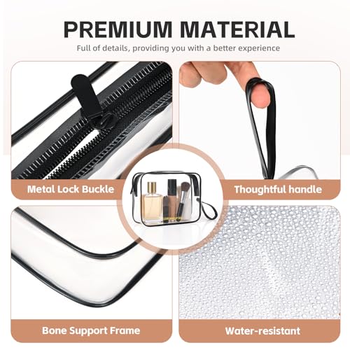Icramsy Clear Makeup Bag,2 Pack TSA Approved Toiletry Bag Travel Toiletry Bag Hanging Makeup Cosmetic bag for Women Men (Black).