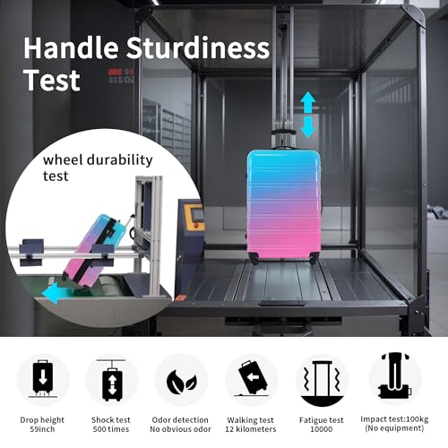 Merax 3-Piece Luggage Set (20" 24" 28"), Gradient Color Hardshell Suitcases,Expandable For Up to 25% More Space, With Scratch-Resistant Surface, Four Multi-directional Wheels,100% PC,Blue and Red