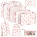 KPX 8 Set Packing Cubes for Travel, Luggage Packing Organizers Accessories Large Toiletries Bag for Clothes Shoes Cosmetics (8Set-Pink Bow)