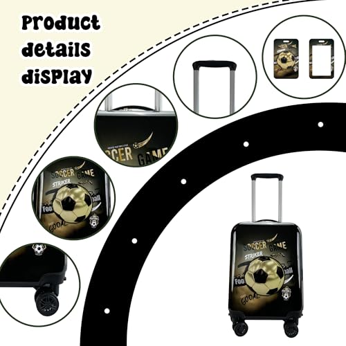 Inprof Kid’s Luggage Set 5 Piece Suitcase Set 16’’ Hardside Football Luggage with Spinner Wheels Boys Carry on Toddler Travel Rolling Suitcase Carry on Luggage Airline Approved