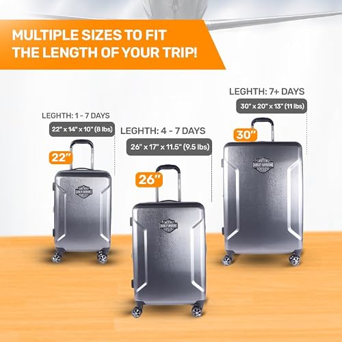 Harley-Davidson 26 in. Touring Hard Sided Expandable Wheeling Luggage, Graphite