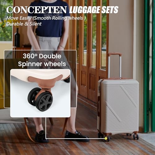 CONCEPTEN Luggage Sets 5 Piece, Hardside Spinner Suitcases with Wheels, Lightweight Carry On Luggage Set with TSA Lock, 20in 24in 28in ABS Hardshell Travel Set, Black
