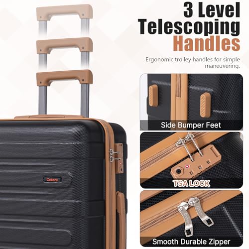 Cobens Luggage Sets 5 Piece Durable Suitcase Set with Spinner Wheels, Hard Shell Carry on Luggage with TSA Lock, Large Checked Travel Suitcases for Men and Women