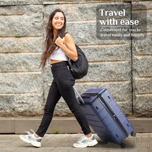 OLIXIS 28 Inch Luggage, Hardside Checked Suitcase with Spinner Wheels, Lightweight ABS Hard Shell Travel Luggage, TSA Approved Lock, Expandable Large Suitcase for Business & Travel–Blue