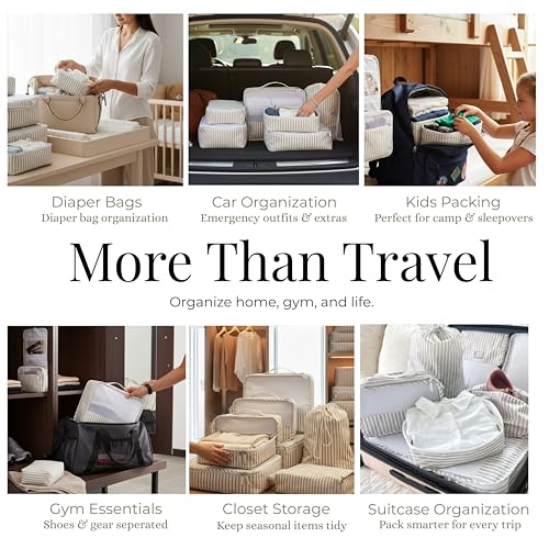Foxy Traveler Packing Cubes Set – Cute Packing Cubes for Travel, Luggage Organizer Bags for Suitcase, For Kids & Family, Floral, Neutral & Aesthetic Travel Organizer Set-Beige