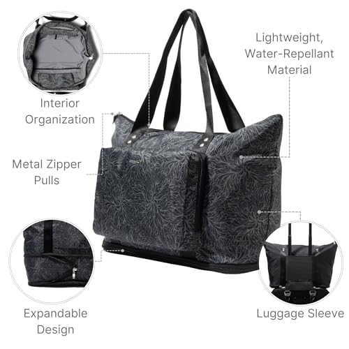Baggallini Women's Carryall Expandable Packable Tote, Midnight Blossom