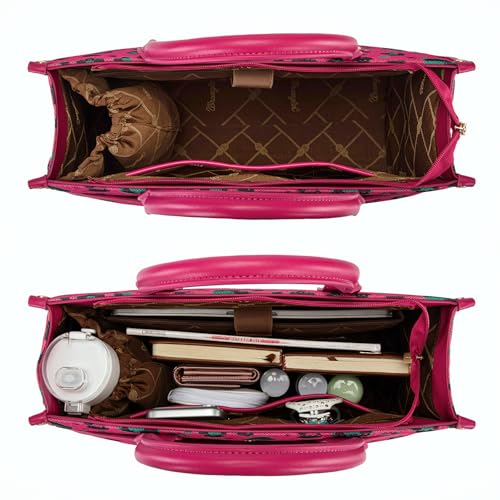 Wrangler Laptop Bag 15.6 Inch Large Tote Bag with Compartments Leopard Womens Computer Bags Briefcase Bags for Work with Detachable Guitar Strap Multi-Pocket Structured Convertible Purse WG436-8119HPK