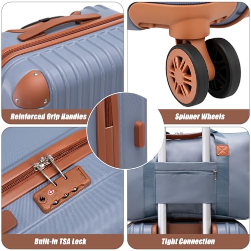 Cosbarn Luggage Sets 5 Piece Suitcases with Wheels, Suitcase Set ABS Hard Case Luggage with TSA Lock Spinner Wheels Durable Travel Luggage