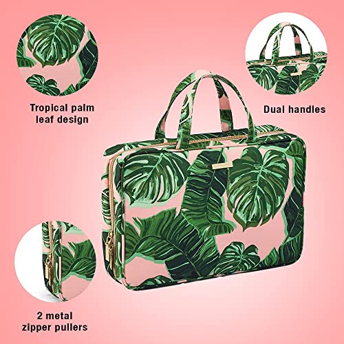 Conair Travel Toiletry Bag - Makeup Bag - Cosmetic Bag -Travel Makeup Bag - Perfect for Vacations - Weekender Shape - Pink Palm Print