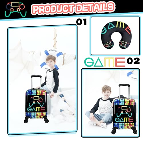 Inprof Kid’s Luggage Set 2 Piece Suitcase Set 16’’ Hardside Luggage with Spinner Wheels Girls Boys Carry on Luggage Travel Rolling Luggage Airline Approved