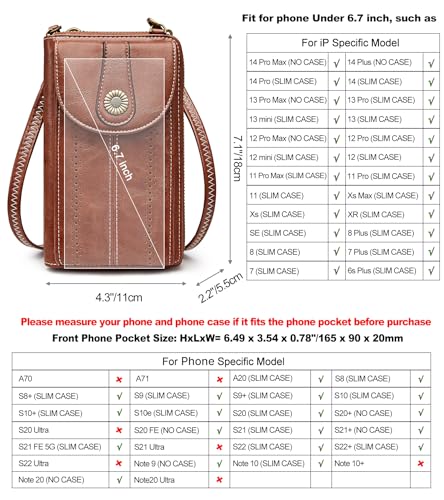 S-ZONE Women RFID Blocking Crossbody Cell Phone Purse Small Faux Leather Wallet Purse