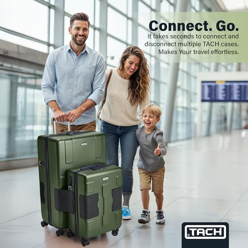 TACH Patented Connecting Hard Shell 2 Piece Luggage Set - 20 & 28 inch Luggage | Large & Carry-On Rolling Suitcases - Forest Green