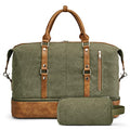 S-ZONE Weekender Bag for Men Canvas Duffle Large Weekend Overnight Travel Carry On Tote Bag with Shoe Compartment (Army Green)