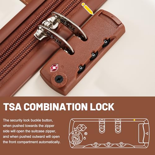 Merax 5 Piece Luggage Set, Hard Shell Expandable Suitcases with Double Spinner Wheels and TSA Lock, 20"+24"+28"(Brown+White)