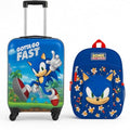 AI ACCESSORY INNOVATIONS Sonic the Hedgehog Kids Luggage and Backpack Set - 18" Luggage Suitcase With Wheels, 13.75" Backpack