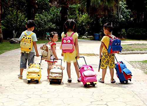 yodo Zoo 3-Way Kids Suitcase Luggage or Toddler Rolling Backpack with wheels,Small Owl